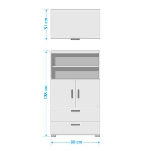 Buffet haut Shuffle I Basic Moderne - 80 cm - Blanc alpin