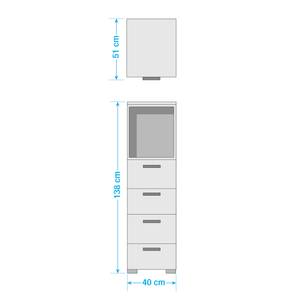 Commode haute Shuffle IV Basic Moderne - 40 cm - Blanc alpin