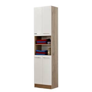 Hoge kast Quickset 380 glanzend wit/Sanremo terra eikenhouten look - Breedte: 50 cm