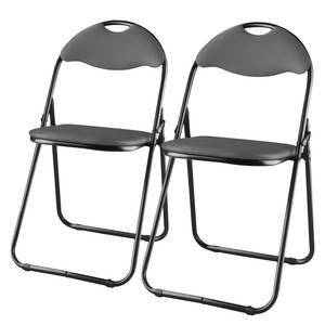 Chaises pliantes Vardo (lot de 2) Imitation cuir / Acier - Noir - Gris