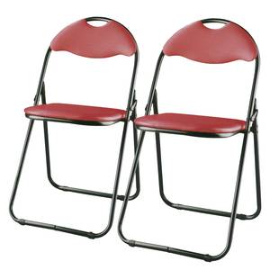 Chaises pliantes Vardo (lot de 2) Imitation cuir / Acier - Noir - Rouge