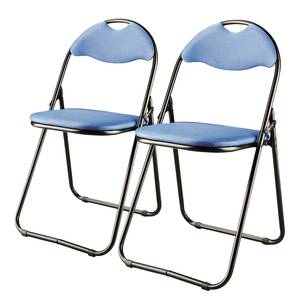 Chaises pliantes Vardo (lot de 2) Imitation cuir / Acier - Noir - Bleu