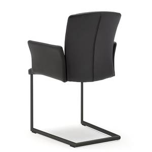 Chaise cantilever Carola Cuir véritable / Métal - Noir / Argenté