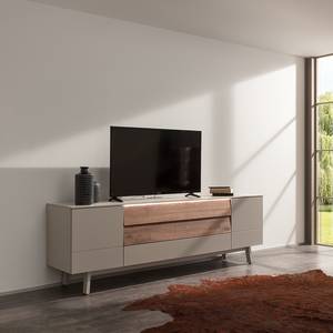 Tv-meubel Misano fineerlaag van echt hout - saharagrijs/balkeneikenhout - Sahara grijs/Balkeneikenhout - Met verlichting