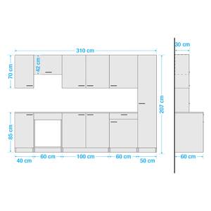 Keukenblok Selas I (9-delig) glanzend wit/eikenhouten look