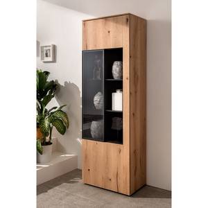 Vitrine Style Placage en bois véritable / Métal - Chêne / Anthracite