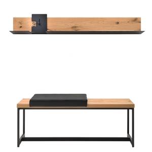 Ensemble d’entrée Style (2 éléments) Cuir véritable / Placage en bois véritable - Noir / Chêne