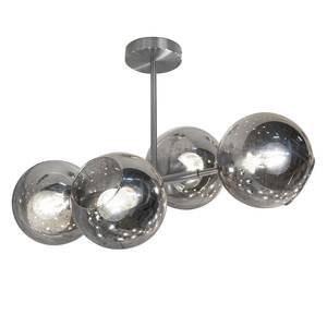 Plafondlamp Pilar transparant glas/ijzer - 4 lichtbronnen - Zilver