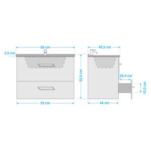 Wastafel Basic II wit glans - Breedte: 65 cm