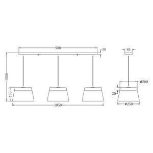 Suspension Baroness III Plexiglas / Aluminium - 6 ampoules - Blanc