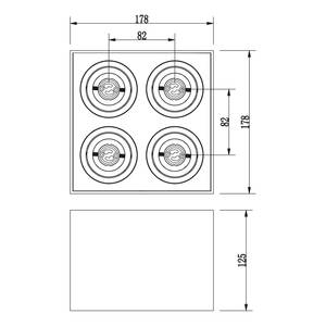 Plafonnier Biscuit Aluminium - Blanc - Nb d'ampoules : 4