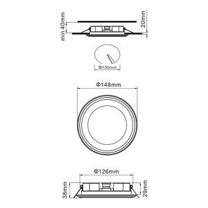 LED-inbouwlamp Aura kunststof - 1 lichtbron - Zilver