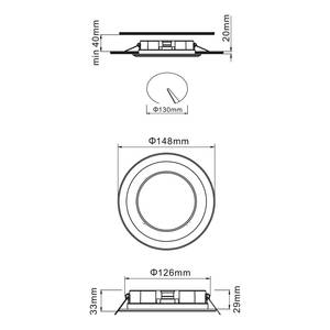 LED-inbouwlamp Core kunststof - 1 lichtbron - Zilver