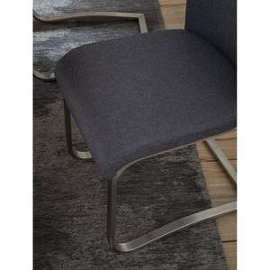 Chaises cantilever Marco II Tissage à plat / Acier inoxydable - Anthracite - Lot de 2