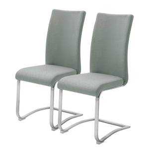 Chaises cantilever Marco II Tissage à plat / Acier inoxydable - Gris menthe - Lot de 2