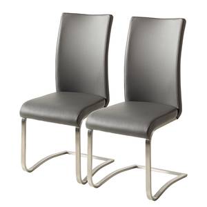 Chaises Marco Cuir synthétique Putri: Gris - Lot de 2