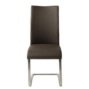 Chaises Marco cuir véritable - Marron - Cuir Gyda: Marron - Lot de 2