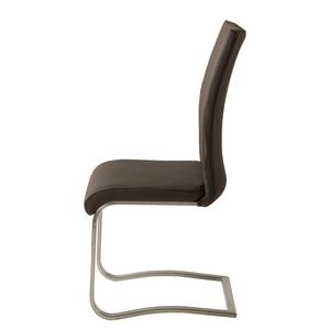 Chaises Marco cuir véritable - Marron - Cuir Gyda: Marron - Lot de 2