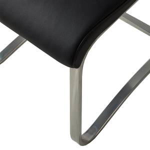 Chaises Marco Cuir véritable - Noir - Cuir Gyda: Noir - Lot de 2