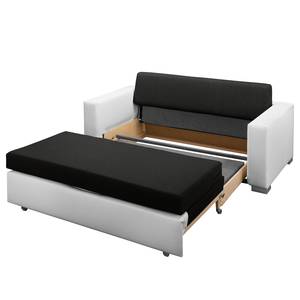 Canapé convertible LATINA Basic Cuir synthétique Koda / Tissu Doran: Blanc /Noir - Largeur : 153 cm