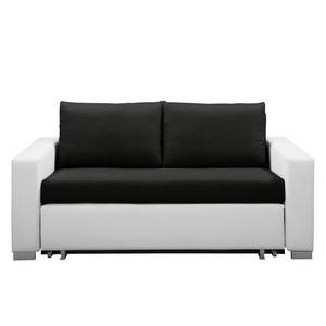 Schlafsofa LATINA Basic Kunstleder / Webstoff - Kunstleder Koda / Stoff Doran: Weiß / Schwarz - Breite: 153 cm