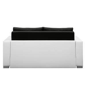 Canapé convertible LATINA Basic Cuir synthétique Koda / Tissu Doran: Blanc /Noir - Largeur : 153 cm