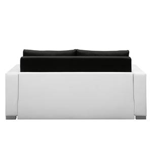 Canapé convertible LATINA Basic Cuir synthétique Koda / Tissu Doran: Blanc /Noir - Largeur : 173 cm