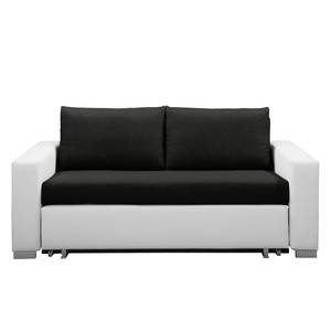 Canapé convertible LATINA Basic Cuir synthétique Koda / Tissu Doran: Blanc /Noir - Largeur : 193 cm