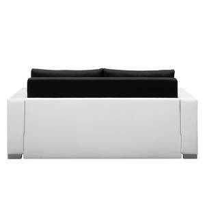 Canapé convertible LATINA Basic Cuir synthétique Koda / Tissu Doran: Blanc /Noir - Largeur : 193 cm