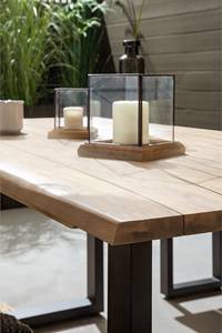 Table de jardin EDGEWOOD - 180 cm Acacia massif / Fer - Acacia marron / Noir