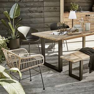 Table de jardin EDGEWOOD - 180 cm Acacia massif / Fer - Acacia marron / Noir