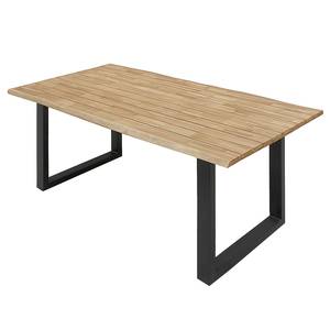 Table de jardin EDGEWOOD - 180 cm Acacia massif / Fer - Acacia marron / Noir