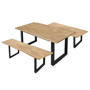 Table de jardin EDGEWOOD - 180 cm Acacia massif / Fer - Acacia marron / Noir