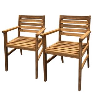 Sedia con braccioli Tibro (set da 2) Marrone - Legno massello - 55 x 86 x 60 cm