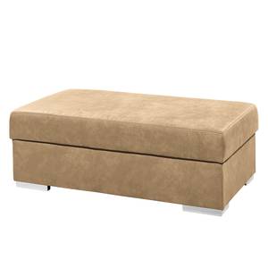 Gestoffeerde hocker Trevelin antieke leerlook - Beige