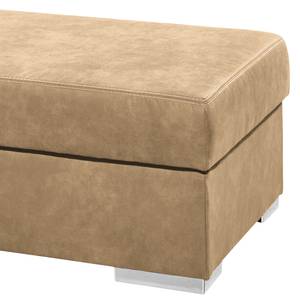 Gestoffeerde hocker Trevelin antieke leerlook - Beige