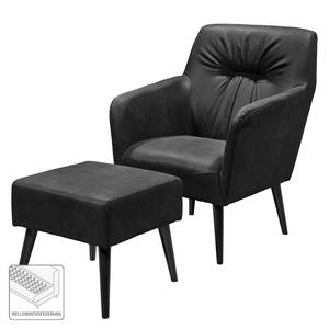 Fauteuil Tandil I antieke leerlook - Antraciet