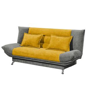 Canapé convertible Burrel Microfibre - Gris / Jaune moutarde