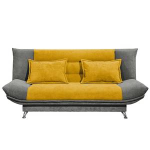 Canapé convertible Burrel Microfibre - Gris / Jaune moutarde