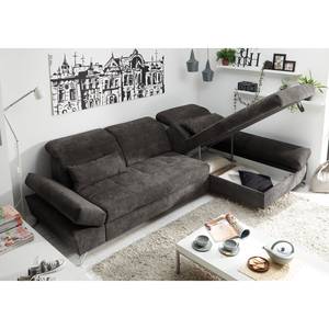 Ecksofa Easton Microfaser - Microfaser Ranu: Steingrau - Longchair davorstehend rechts