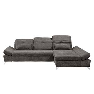 Ecksofa Easton Microfaser - Microfaser Ranu: Steingrau - Longchair davorstehend rechts