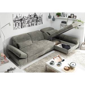 Ecksofa Easton Microfaser - Microfaser Ranu: Schlamm - Longchair davorstehend rechts