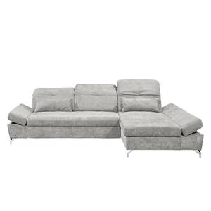 Ecksofa Easton Microfaser - Microfaser Ranu: Silber - Longchair davorstehend rechts