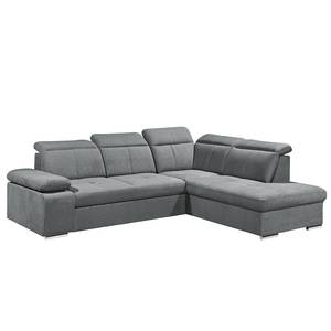 Ecksofa Berat Webstoff - Grau - Ottomane davorstehend rechts