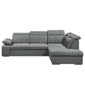 Ecksofa Berat Webstoff - Grau - Ottomane davorstehend rechts