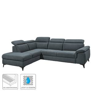 Ecksofa Tanti Webstoff - Blaugrau - Ottomane davorstehend links