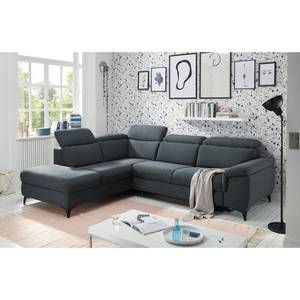 Ecksofa Tanti Webstoff - Blaugrau - Ottomane davorstehend links