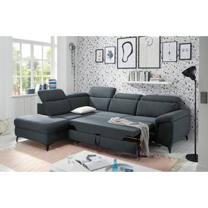 Ecksofa Tanti Webstoff - Blaugrau - Ottomane davorstehend links