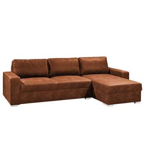 Ecksofa Trevelin Antiklederlook - Vintage Cognac - Longchair davorstehend rechts