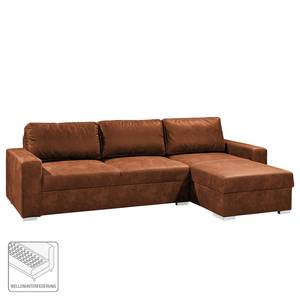 Ecksofa Trevelin Antiklederlook - Vintage Cognac - Longchair davorstehend rechts